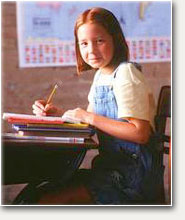 Girl at school desk